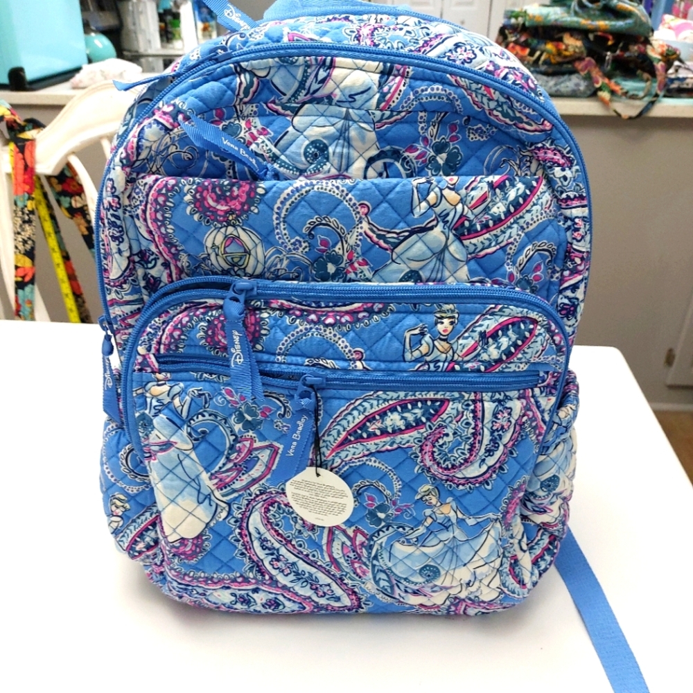 Vera Bradley Disney Cinderella Paisley XL Campus Backpack NWT